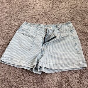 Maurices Light Blue Striped Jean Shorts